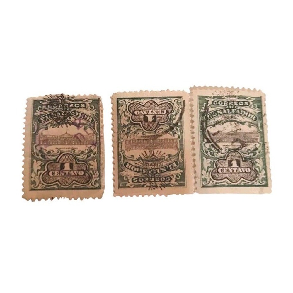 El Salvador Stamp National‎ Palace 1c K44 3pc ca 1907